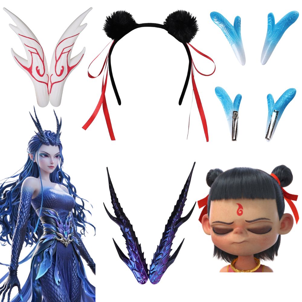 Nezha Ao Bing Cosplay Hair Cli - Head Gear Running 评论和价格