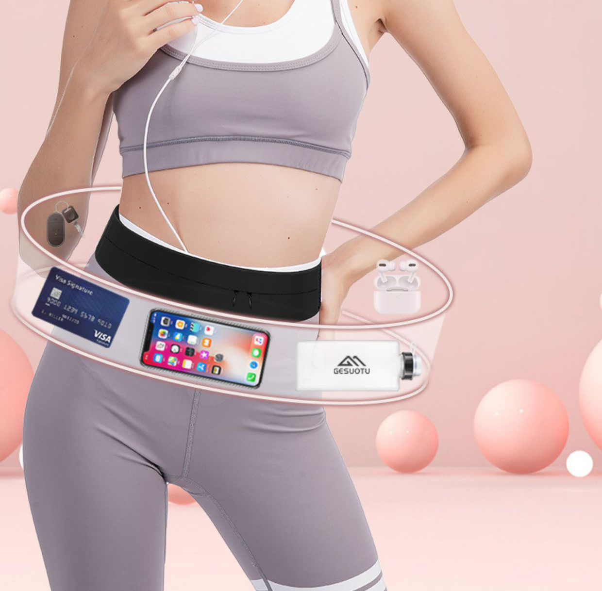 Running Belt Waist Bag with Wa - Running Jogging Gear 评论和价格
