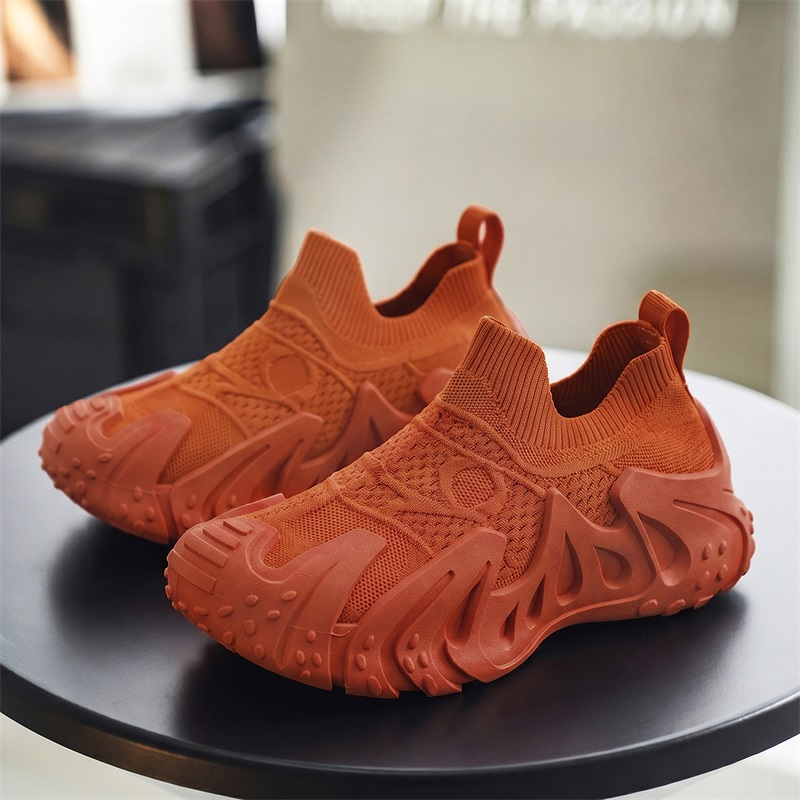 Men Orange Slip on Knit Sock S - Running Gear On 评论和价格