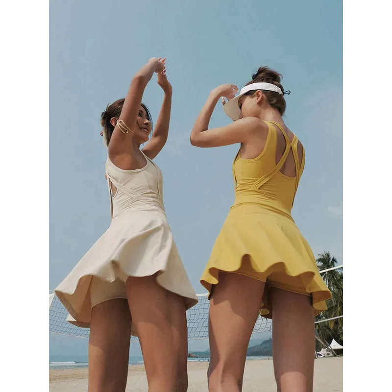 Tennis Dress Female Sleeveless - Head Gear Running 评论和价格