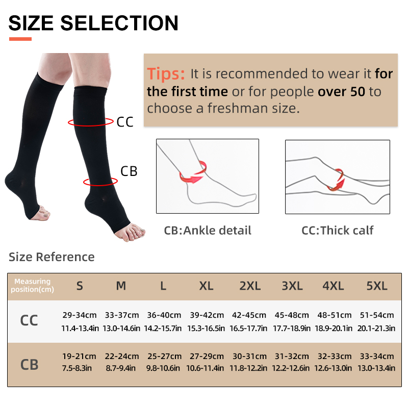 S-5XL 2pcs/Pair Medical Compre - Compression Calf Sleeve 评论和价格